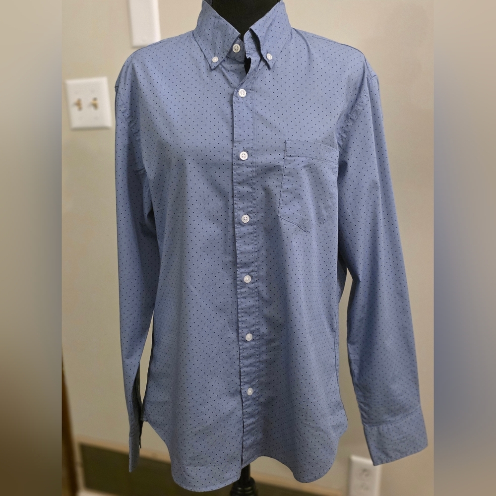 J. Crew Men's Blue Polka Dot Shirt